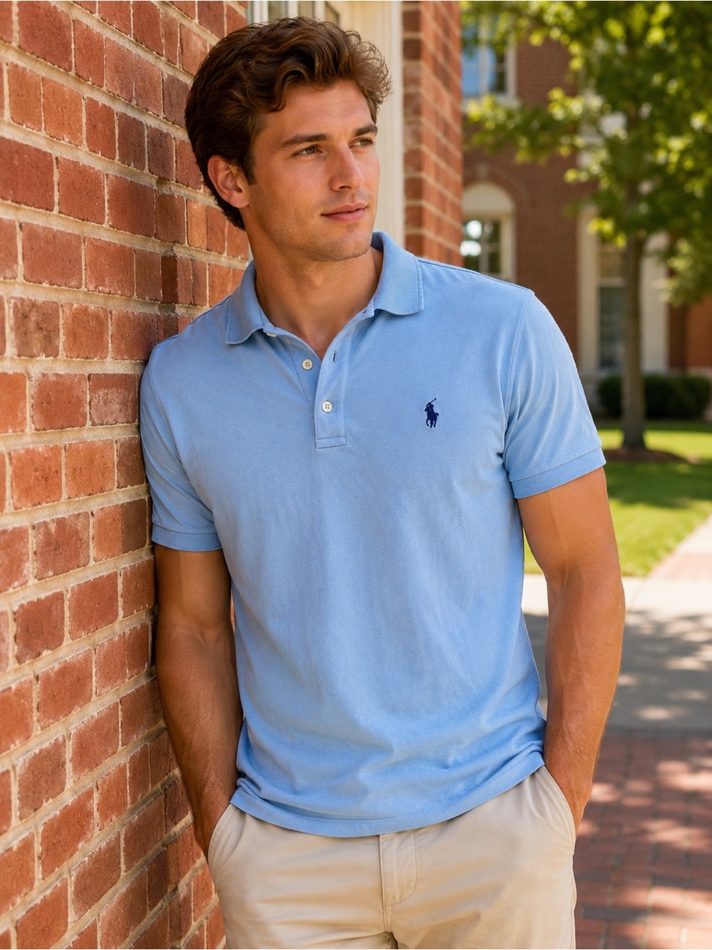 Ralph Lauren Light Blue Polo with Navy Pony